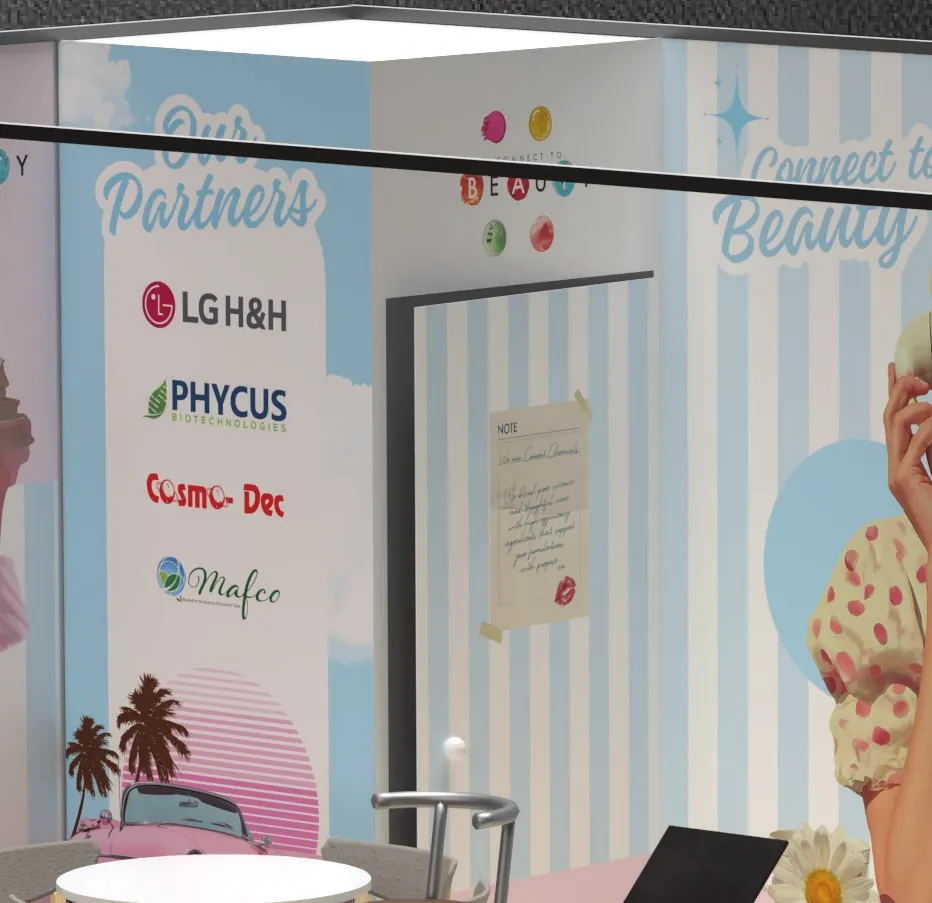 Connect Chemicals exhibition stand with partner wall and meeting area