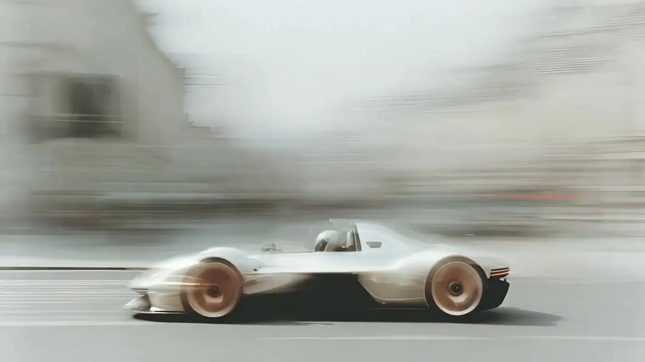 Cinematic frame of a moving car, graded for a brand film