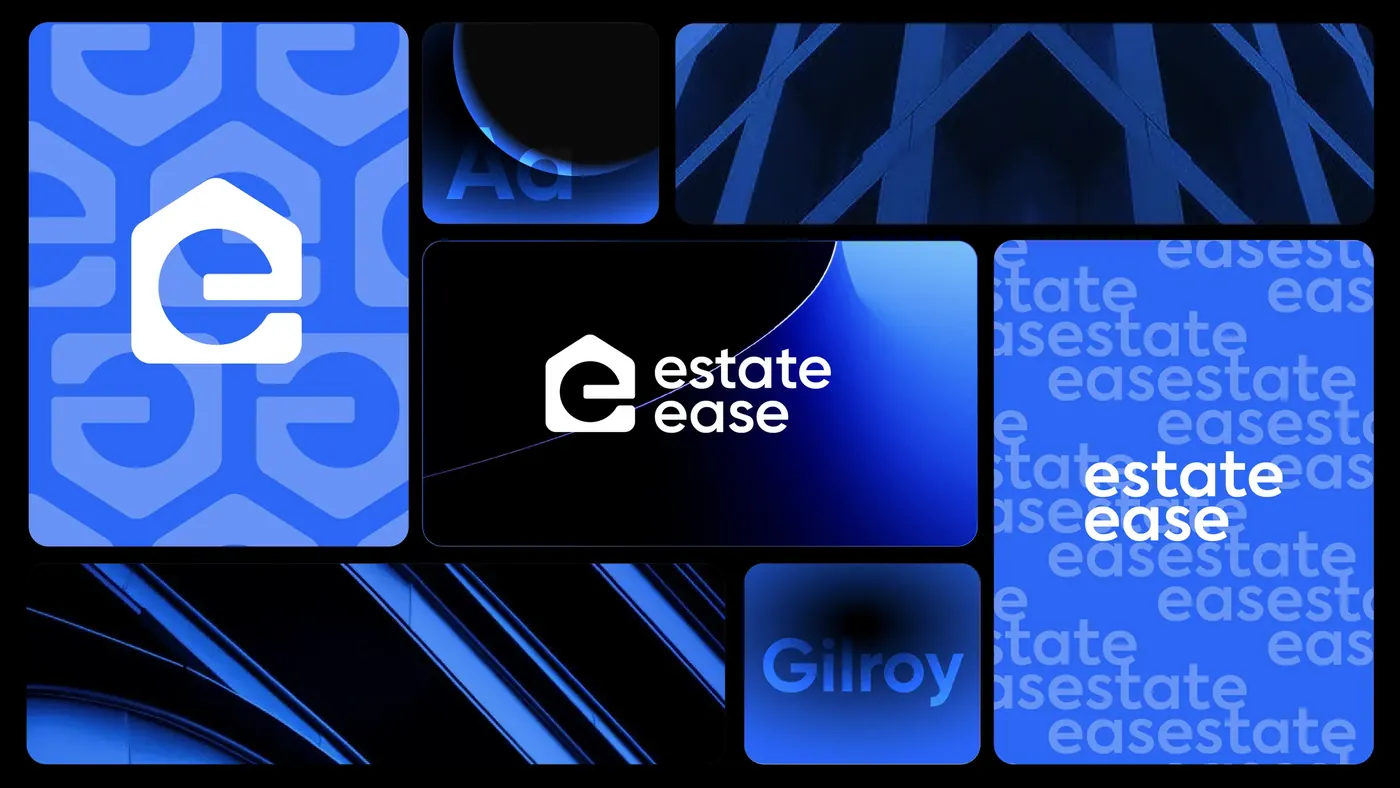 Estate Ease identity system showing the mark, colour and type in use