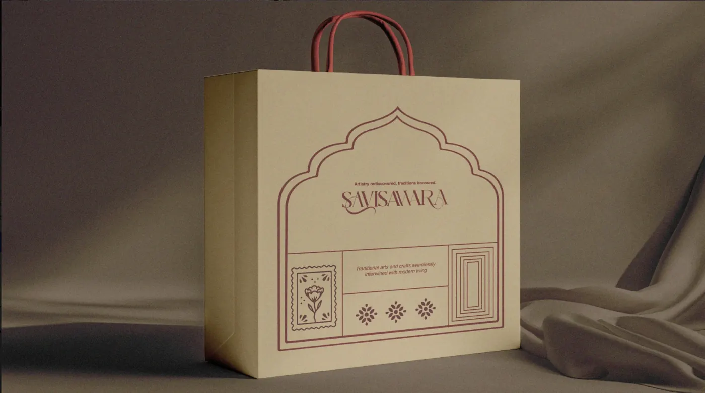 Savi Sawara printed carry bag with the brand mark
