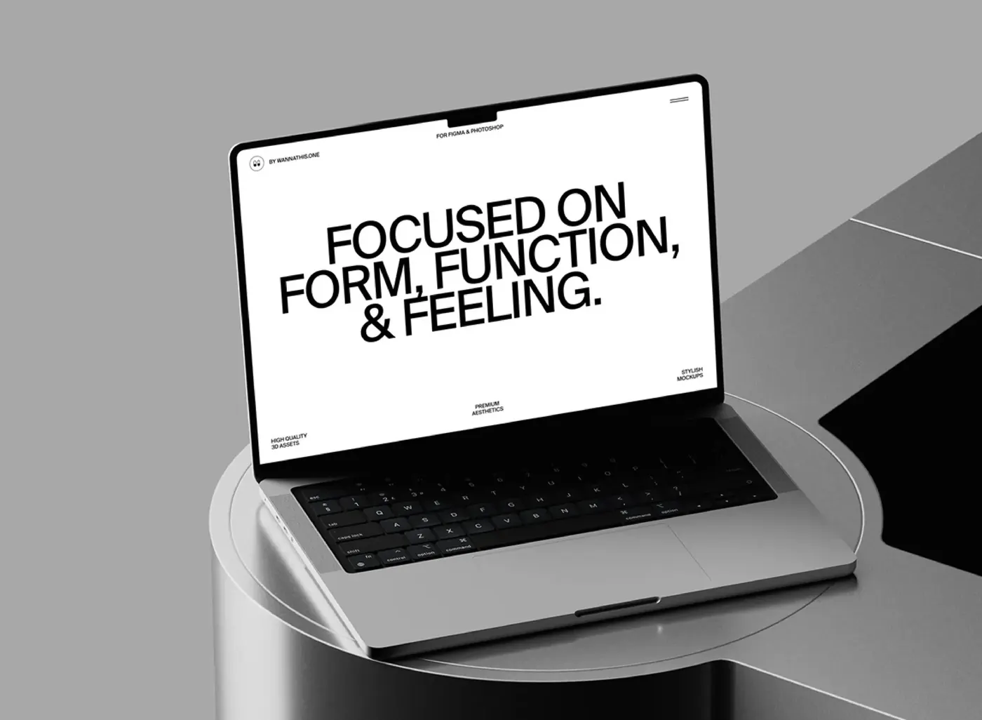 Studio website layout shown on a laptop screen