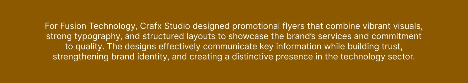 Brown text panel describing the promotional flyer design work