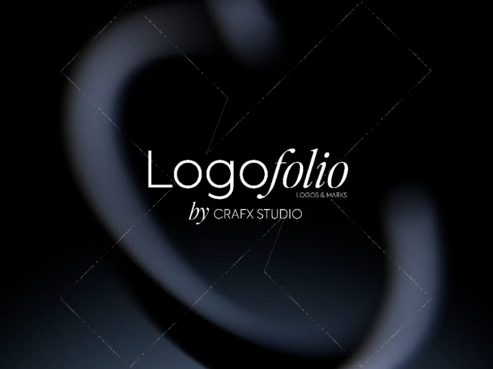 Logofolio title slide by CRAFX Studio on a dark blurred backdrop