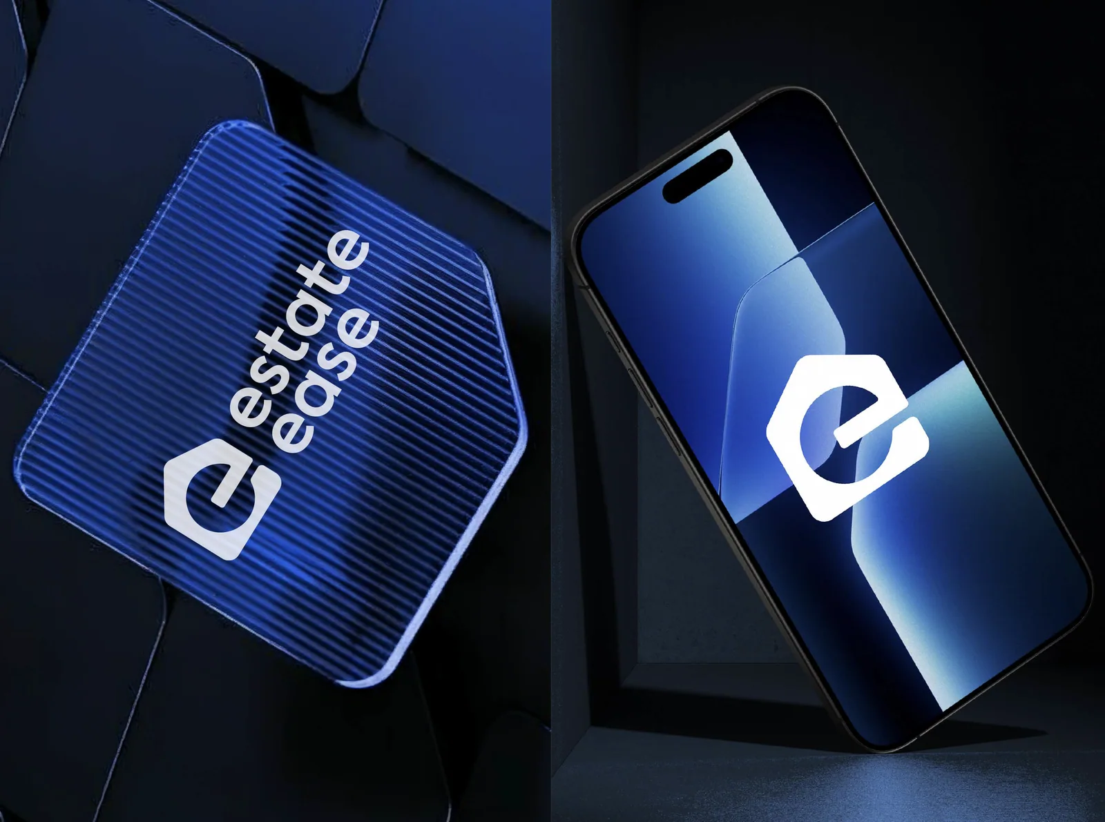 Estate Ease logo shown on a blue keyfob and a phone screen