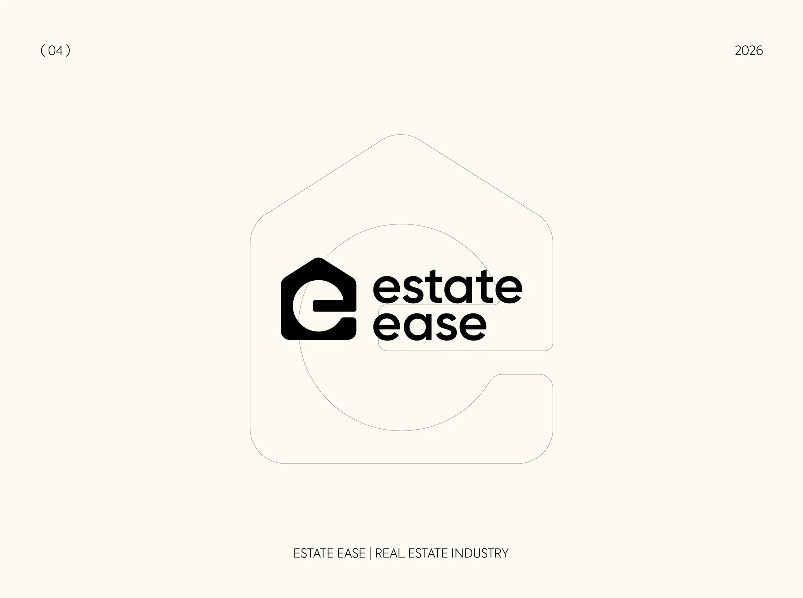 Estate Ease logo with a house shaped E monogram on cream