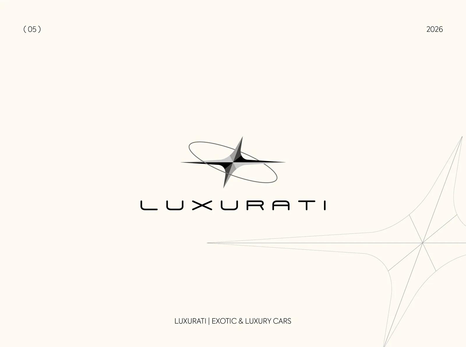 Luxurati logo with a four point star mark on cream