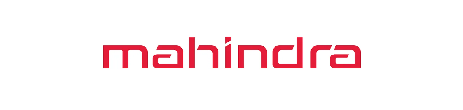 Red Mahindra wordmark centred on a plain white slide