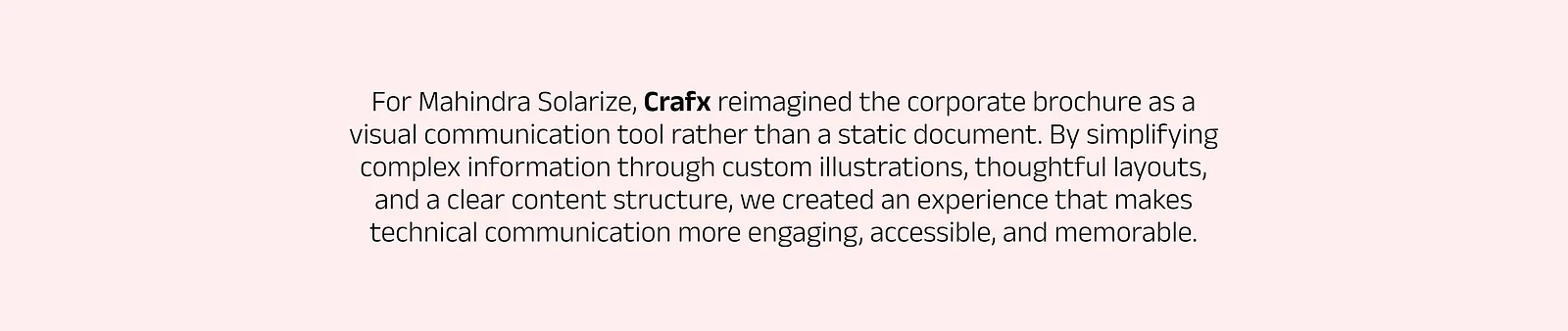 Pale pink panel carrying the written project description