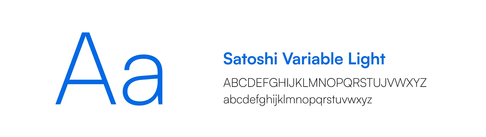 Satoshi Variable Light typeface specimen with full alphabet