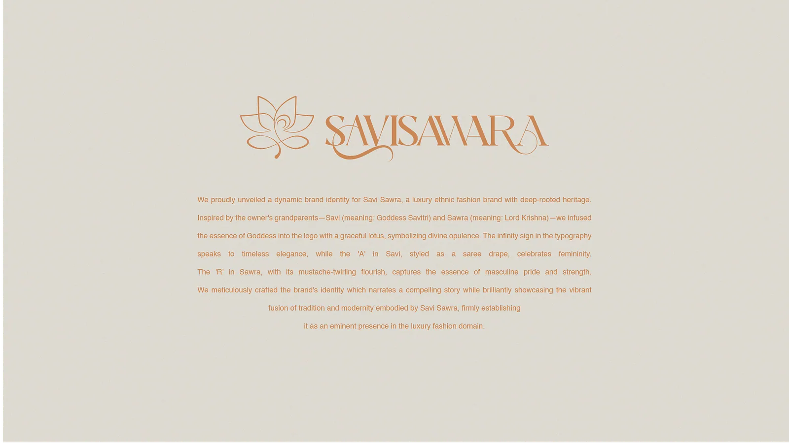 Lotus logo lockup above the brand story paragraph on cream