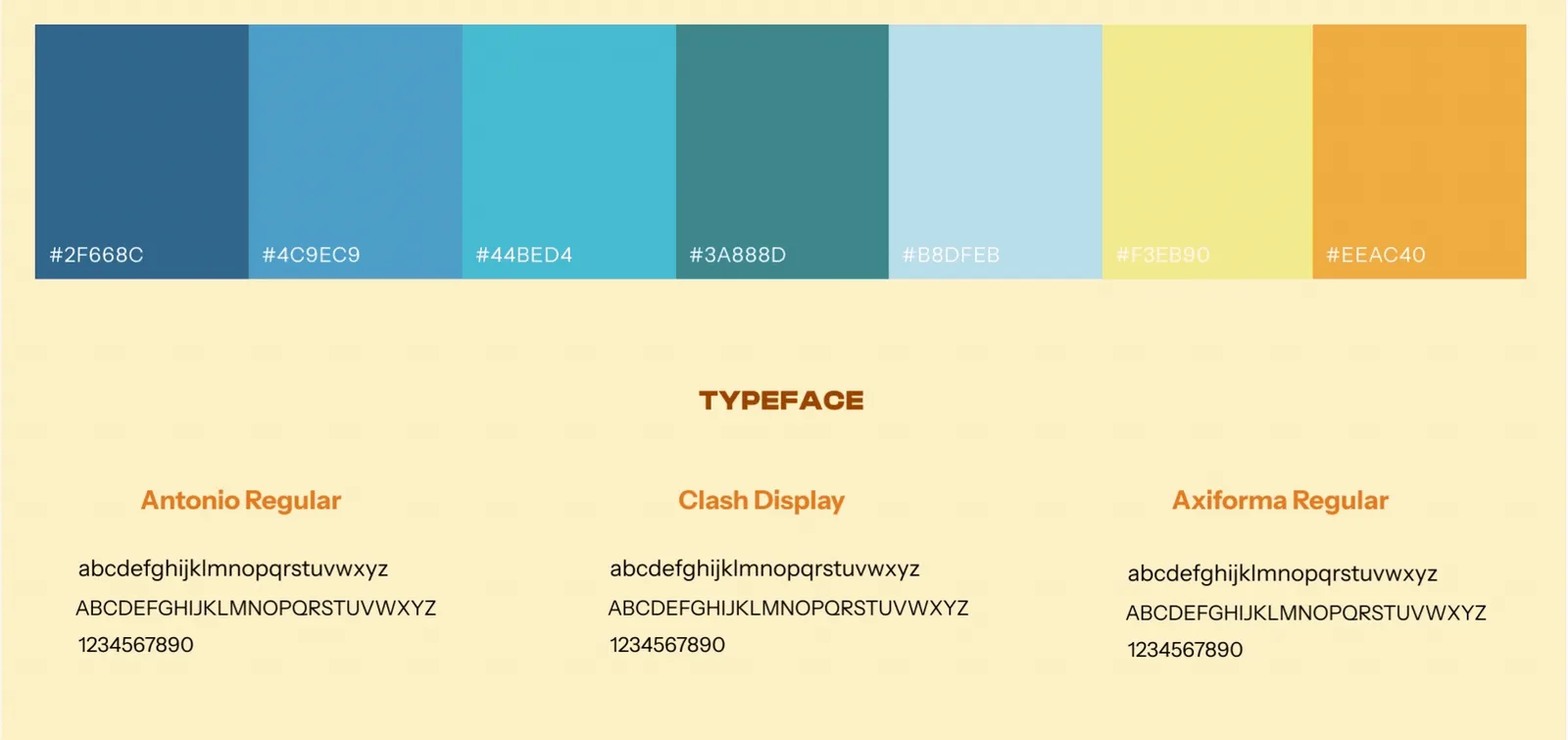 Vurky colour palette with hex codes and the three brand typefaces