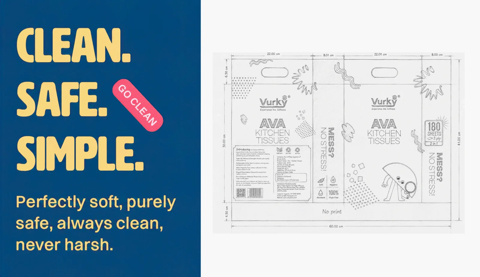 Clean Safe Simple panel beside the Ava kitchen tissue dieline