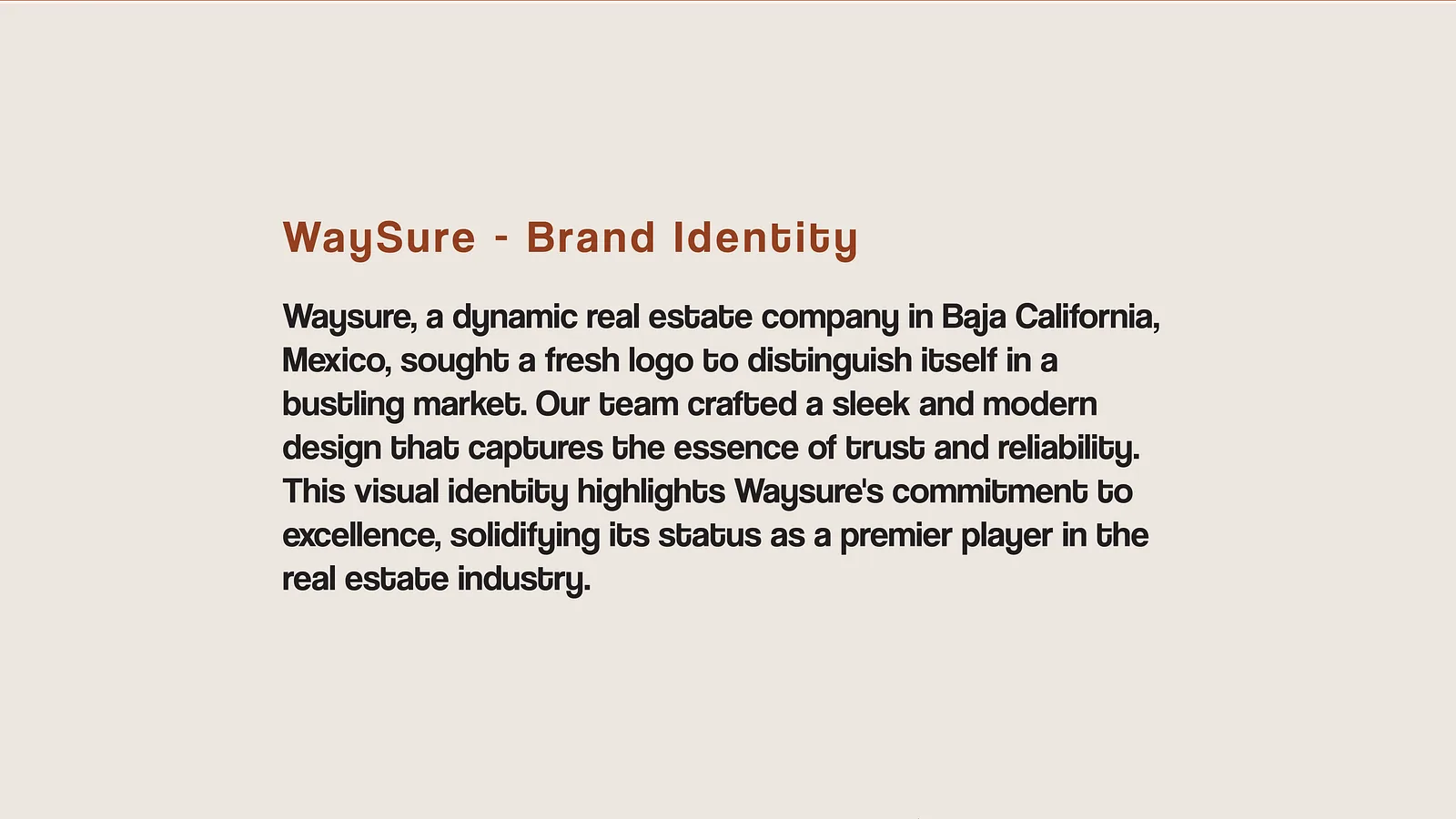 Cream slide carrying the written brand identity description