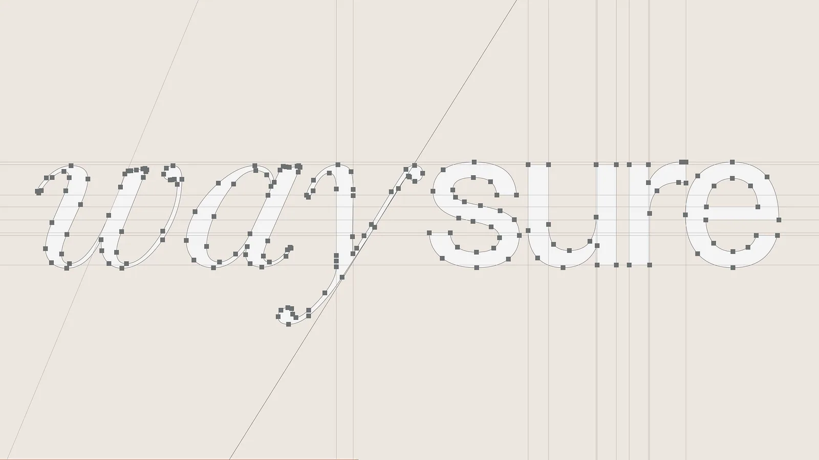 Logotype construction grid showing anchor points and alignment guides