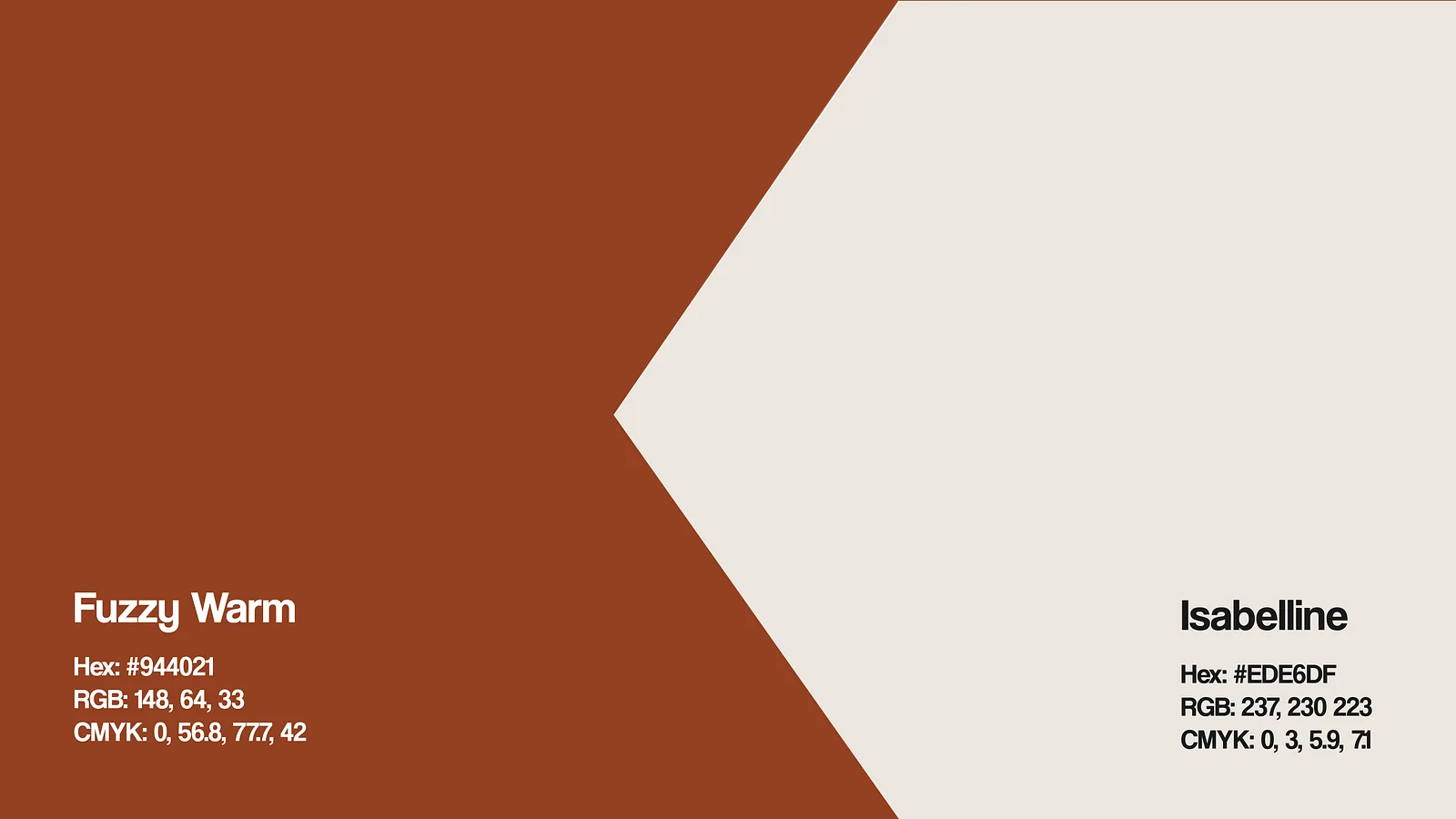 Colour palette slide naming the rust and cream brand colours