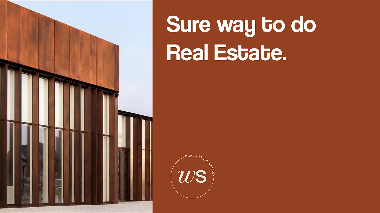 Corten steel building photograph beside the Waysure strapline